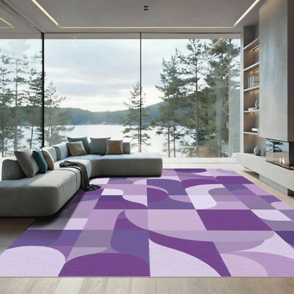 Purple Abstract Geometric Curves Rug