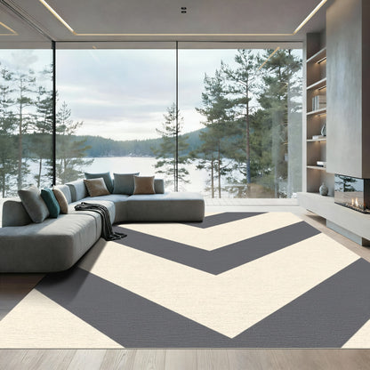 Modern Charcoal Chevron Cream Rug
