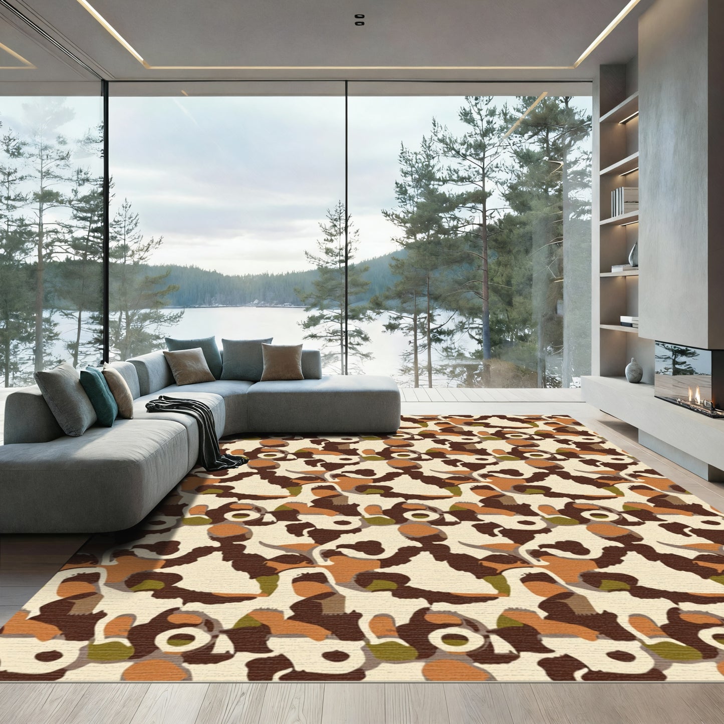 Earthy Abstract Organic Landscape Rug