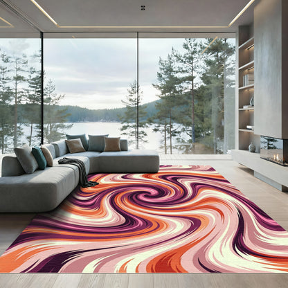 Vibrant Swirl Magenta Orange Abstract Rug