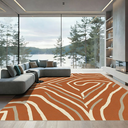 Terracotta Organic Stripe Abstraction Rug