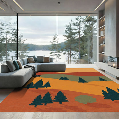 Autumn Trees Landscape Minimalist Art Rug