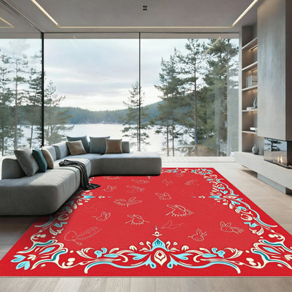 Red White Blue Bunny Border Rug
