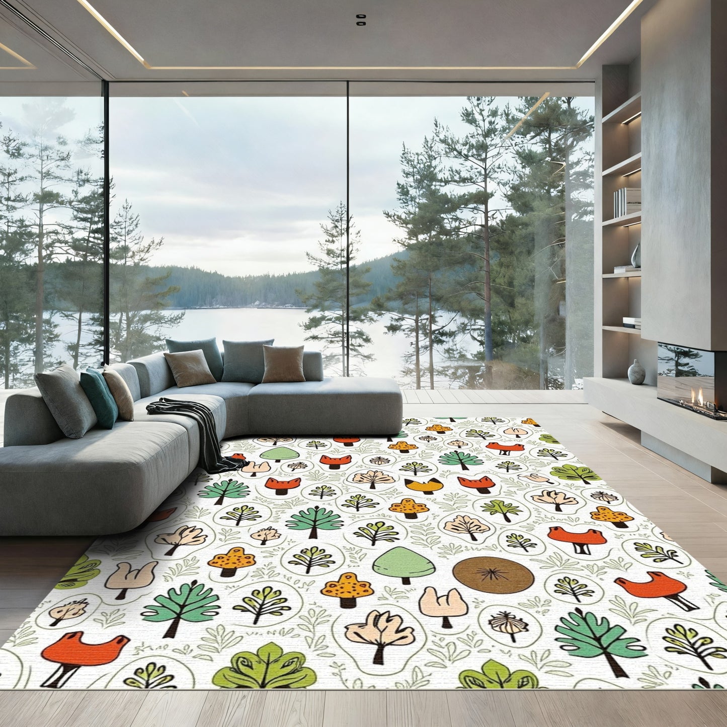 Whimsical Woodland Creatures And Trees Rug