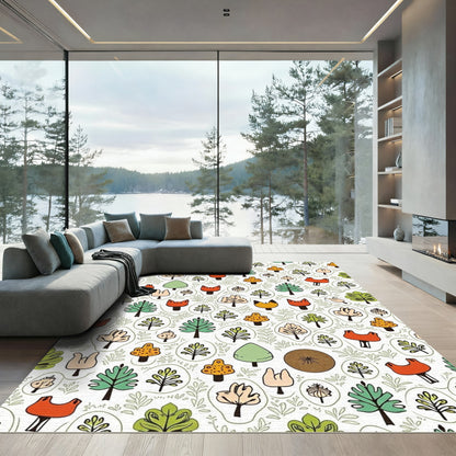Whimsical Woodland Creatures And Trees Rug