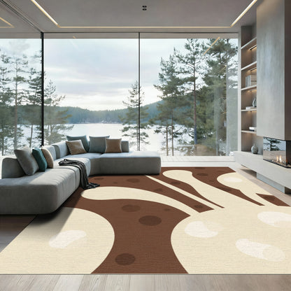 Chocolate Cream Splatter Organic Forms Rug