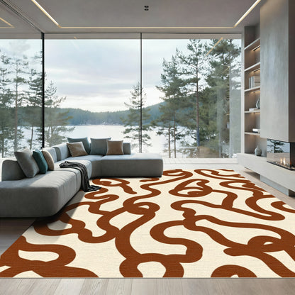Brown Organic Swirl Cream Rug