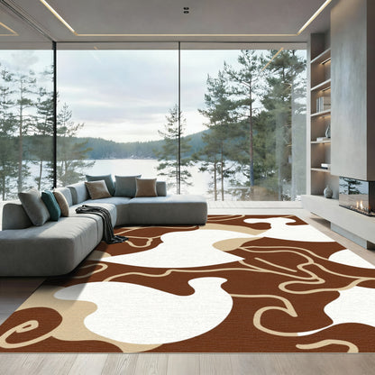 Brown Beige White Organic Flow Rug