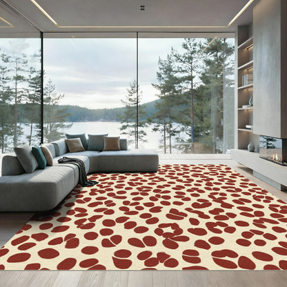 Crimson Spotted Abstract Forms Rug