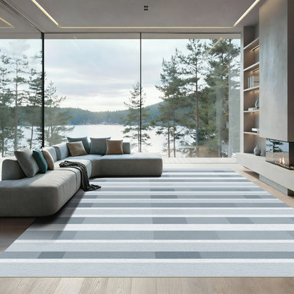 Simple Gray Horizontal Stripe Rug