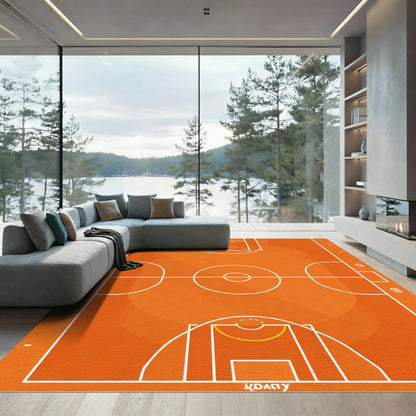 Orange Basketball Court Graphic Rug