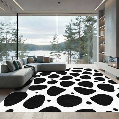 Black White Organic Spot Medley Rug