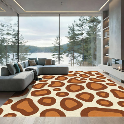 Brown Cream Abstract Animal Spots Rug