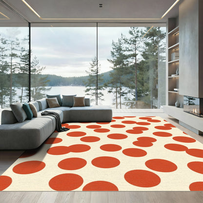 Classic Crimson Polka Dot Splash Rug
