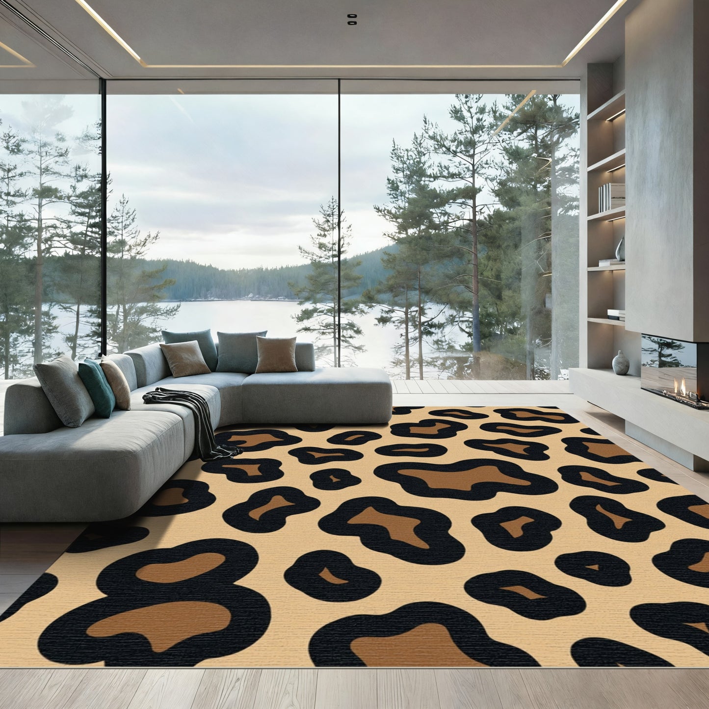 Brown and Black Leopard Spots Rug