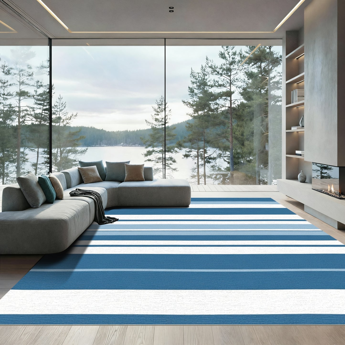 Seaside Blue Multistripe Rug
