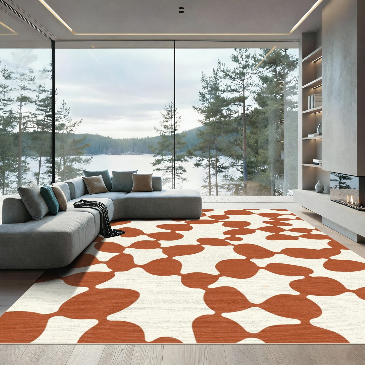 Terracotta Orb Organic Composition Rug