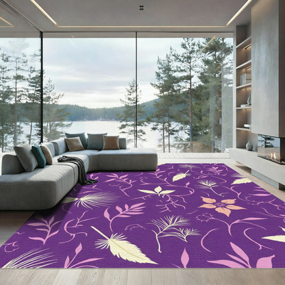 Plum Floral Vine With Feathers Rug