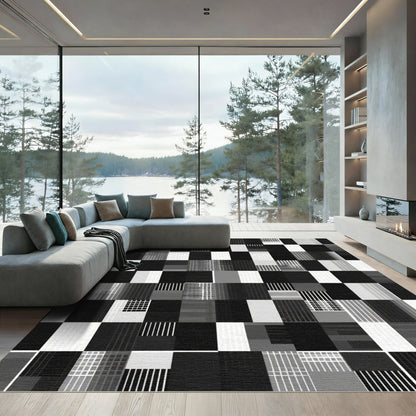 Monochromatic Grid Abstract Blocks Rug