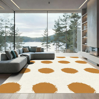Rust Ochre Circles Grid Rug