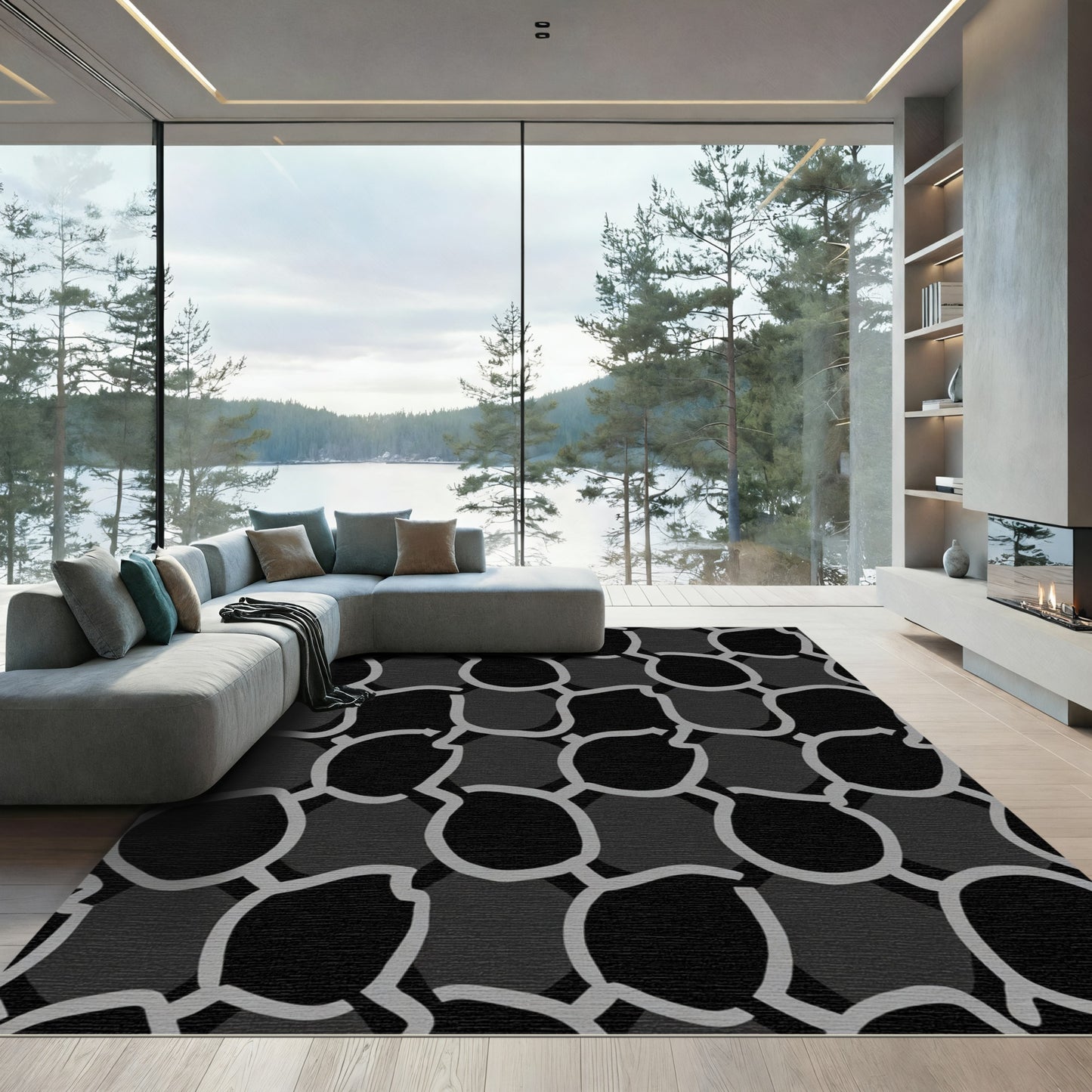 Monochromatic Organic Chain Link Rug