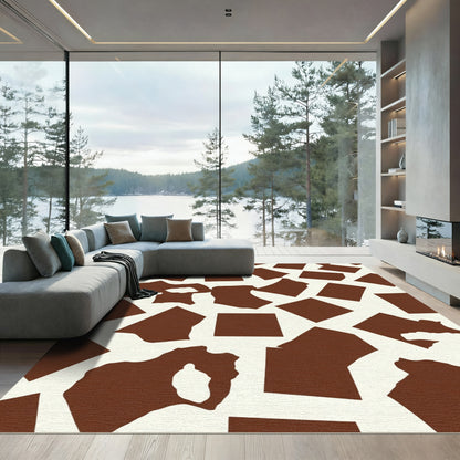 Brown Cream Irregular Shapes Rug