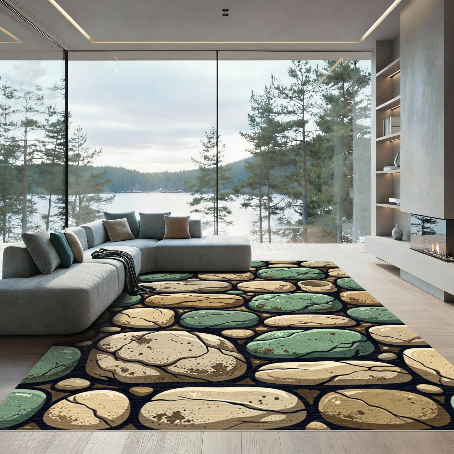 Natural Stone Wall Accent Rug