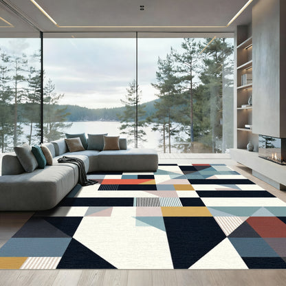 Modern Geometric Abstract Color Block Rug