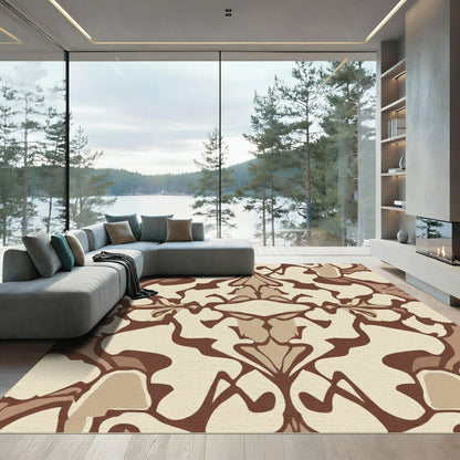 Earthy Abstract Floral Symmetry Rug