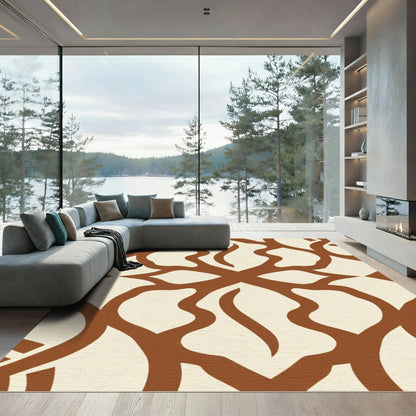 Brown Organic Interlocking Shapes Rug