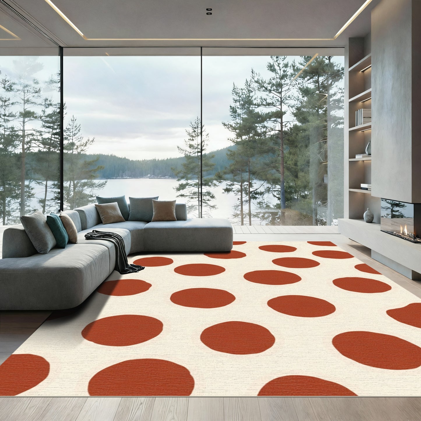 Terracotta Polka Dot Cream Rug