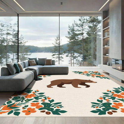 Brown Bear Floral Corner Accents Rug