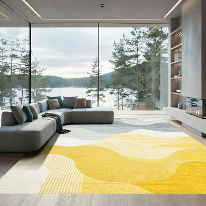 Gradient Navy Yellow Waves Rug
