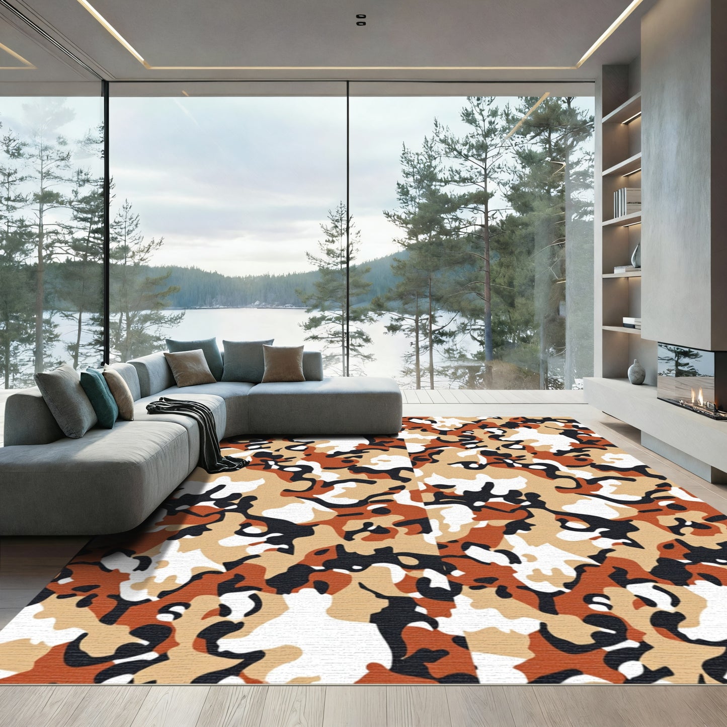 Desert Camouflage Abstract Blotches Rug