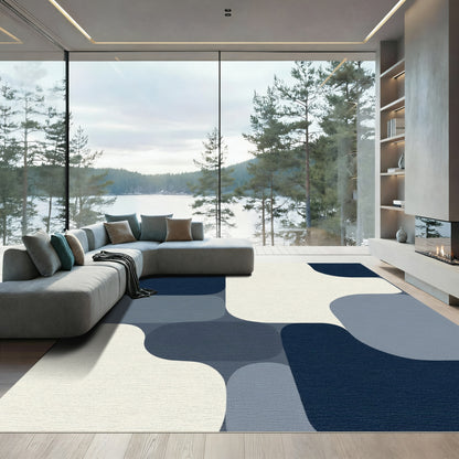 Navy Slate Rounded Abstract Shapes Rug