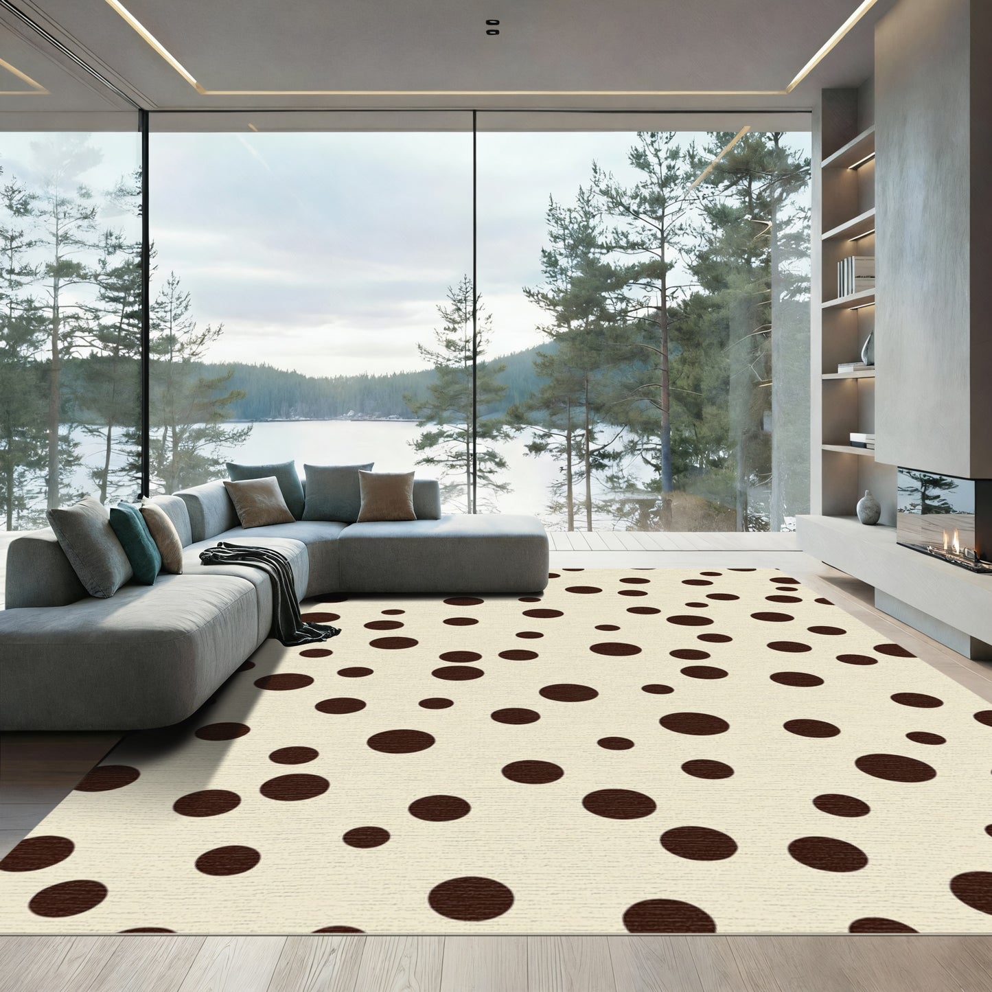 Cream Dark Spot Scatter Rug