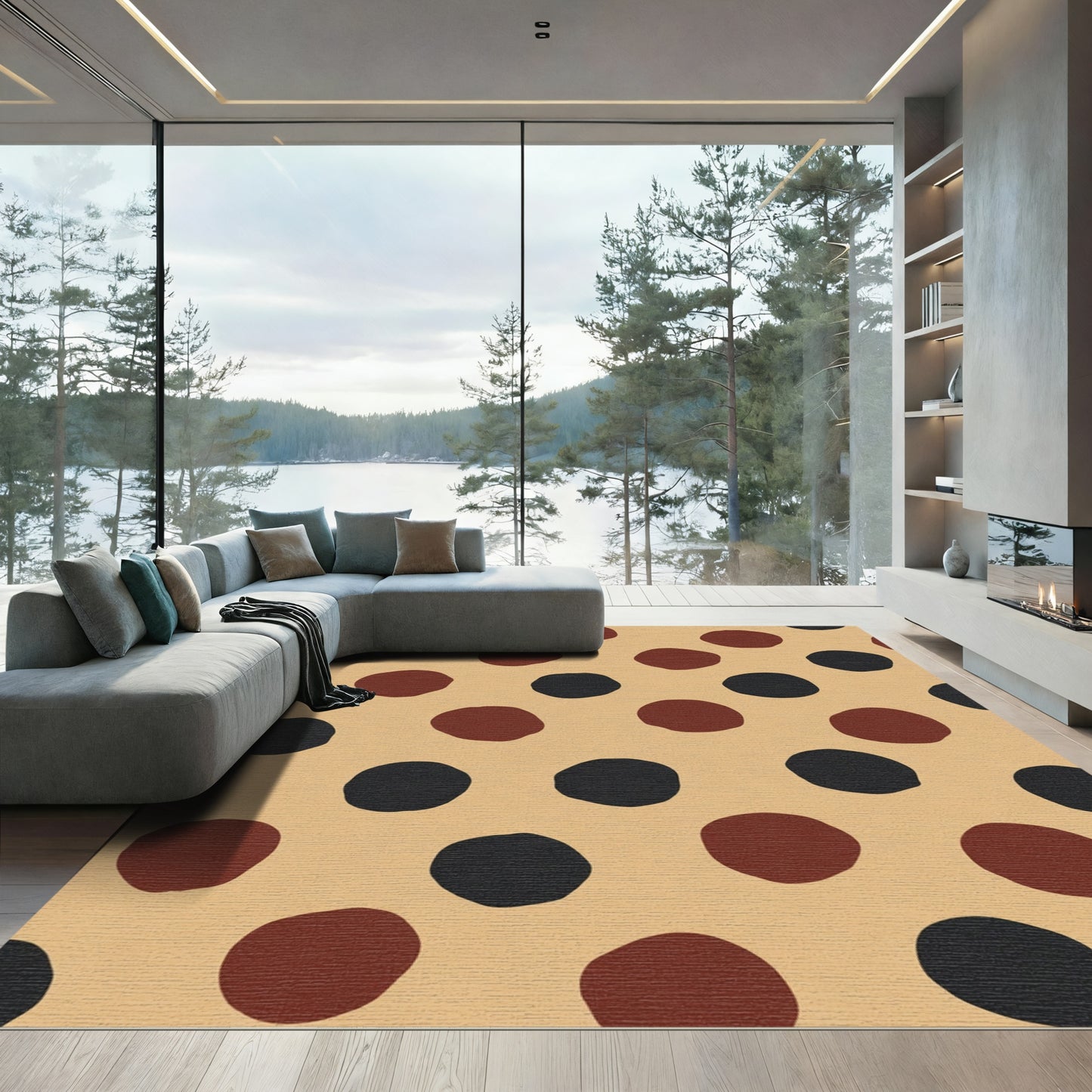 Terra Cotta Black Polka Dot Rug