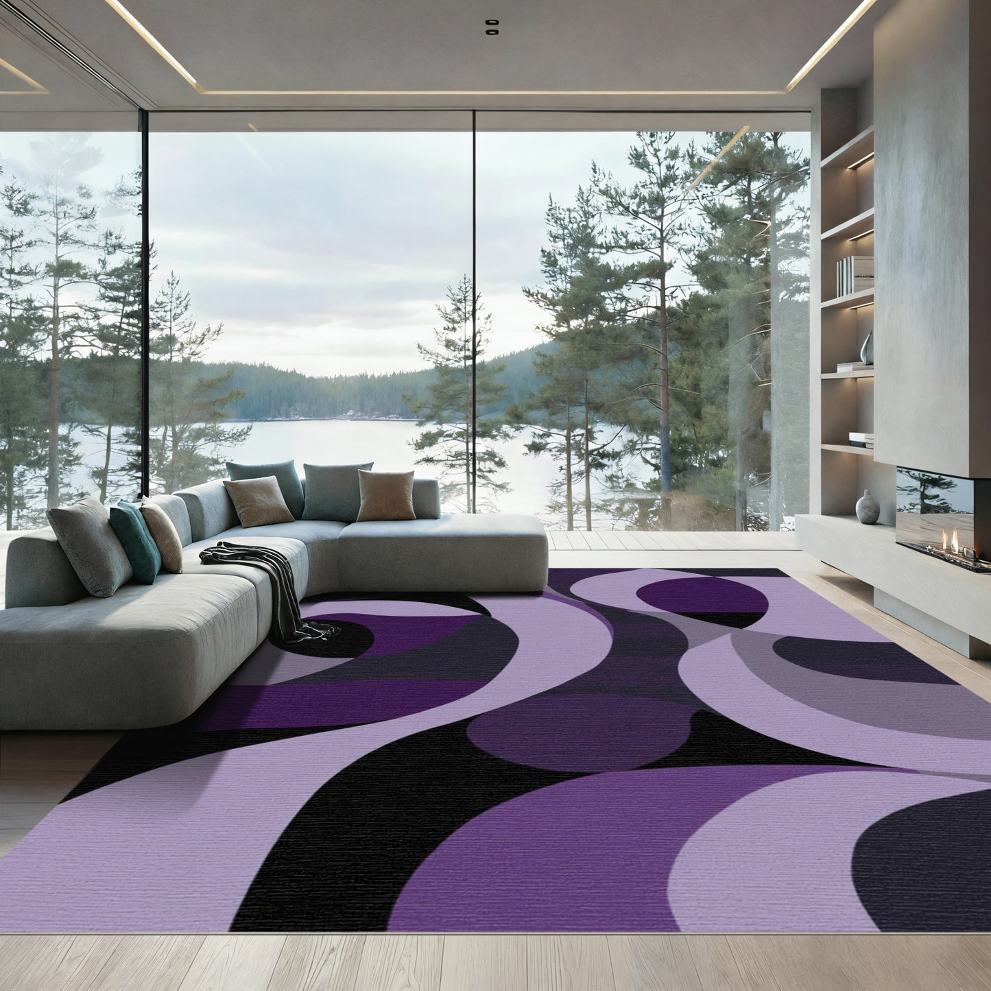 Amethyst Gradient Abstract Swirls Rug