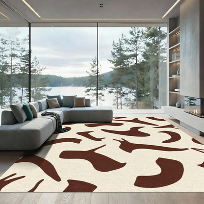 Brown Organic Blob Ivory Rug
