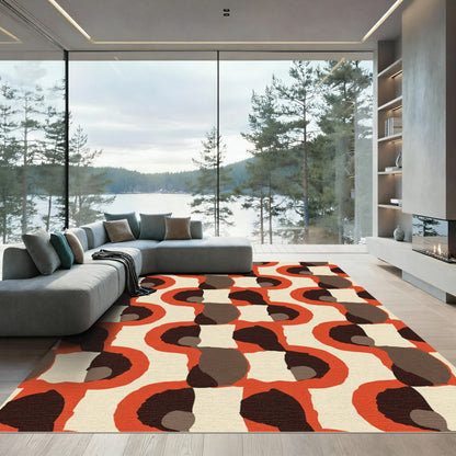 Retro Burnt Orange Abstract Shapes Rug
