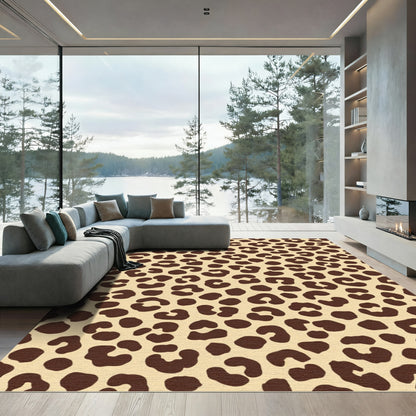 Beige Brown Animal Spots Rug
