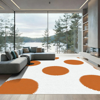 Orange Serrated Circles Composition Rug