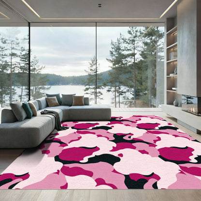 Pink Camo Abstract Shapes Rug