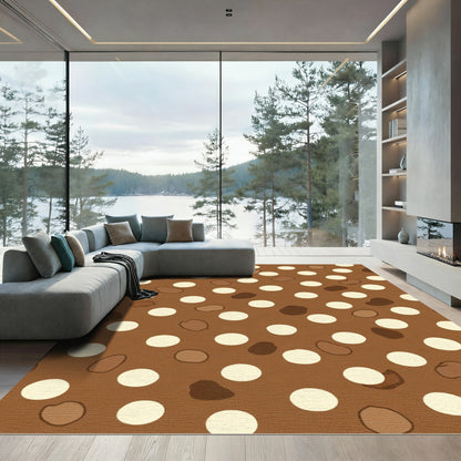 Brown Cream Polka Dot Scatter Rug