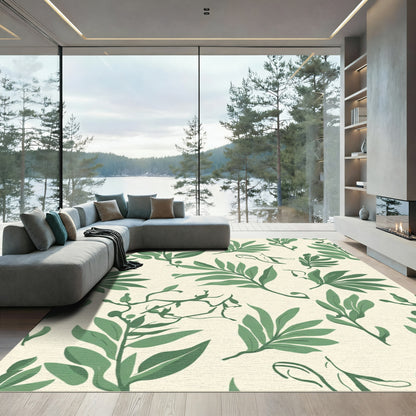 Green Leafy Vine Clustered Botanical Rug