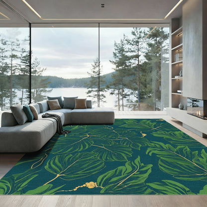 Deep Green Leafy Vine Artistry Rug