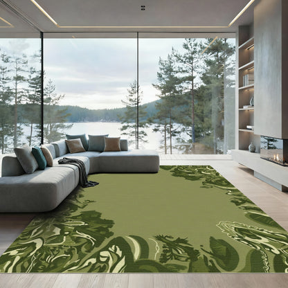 Earthy Abstract Foliage Frame Rug