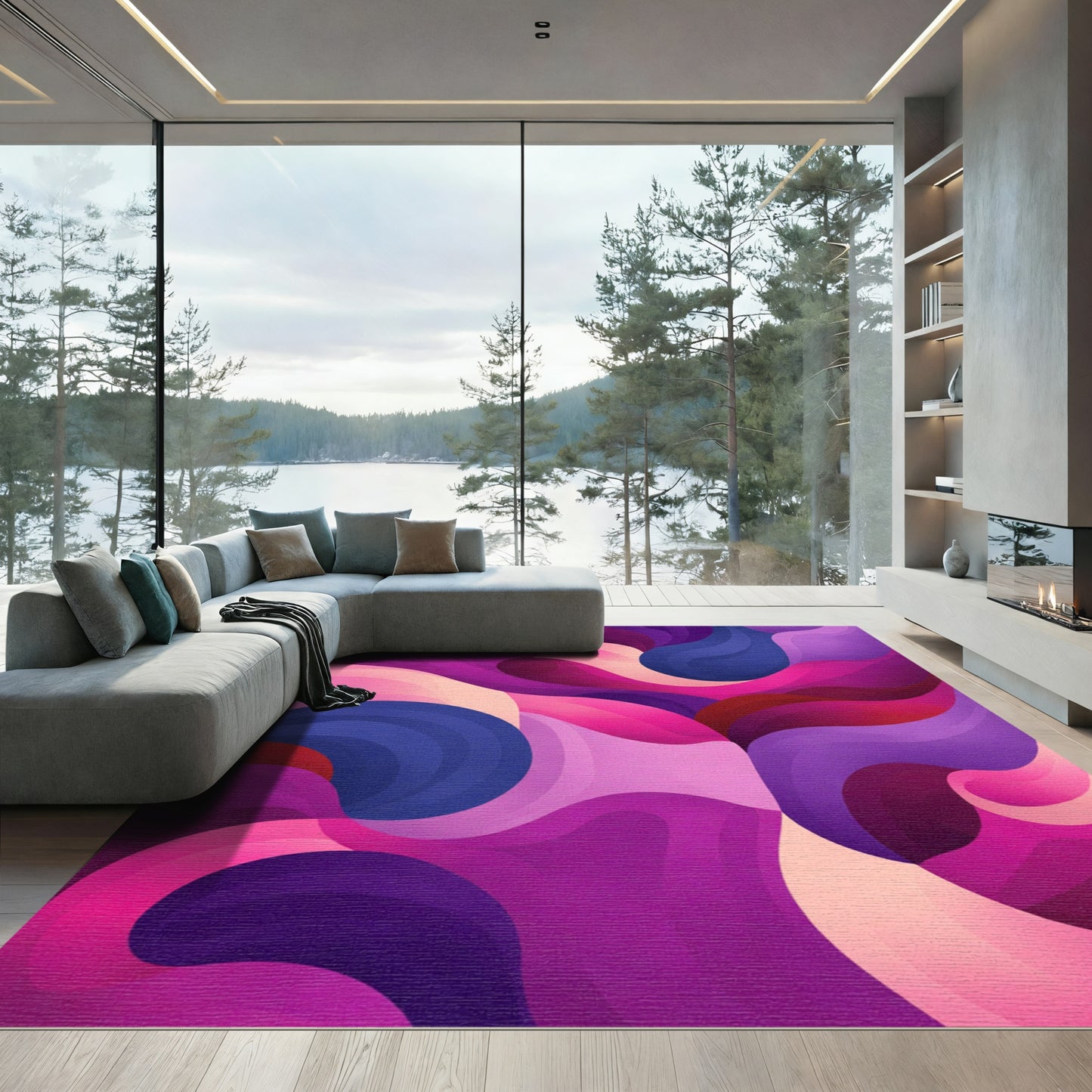 Vivid Violet Swirl Abstract Rug