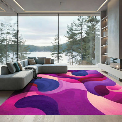 Vivid Violet Swirl Abstract Rug
