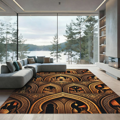 Golden Arches Market Scene Rug